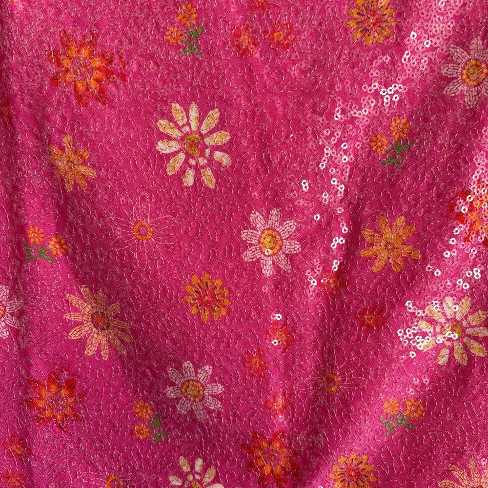 NWT Farm Rio Sequin Mini Skirt Women’s Small Pink Floral Bohemian Party - Picture 7 of 8
